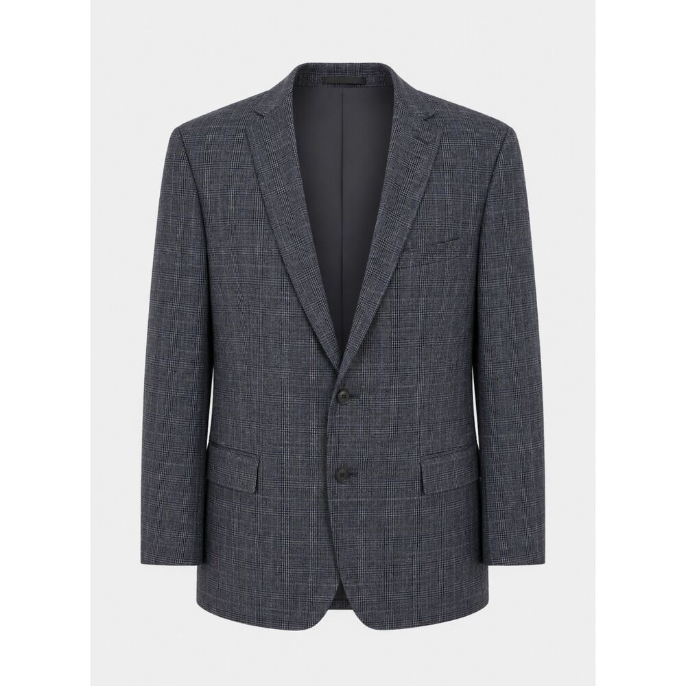 Ralph Ralph Lauren Blazer Charcoal Gray Glen Plaid Silk Wool Blue Label Dillards